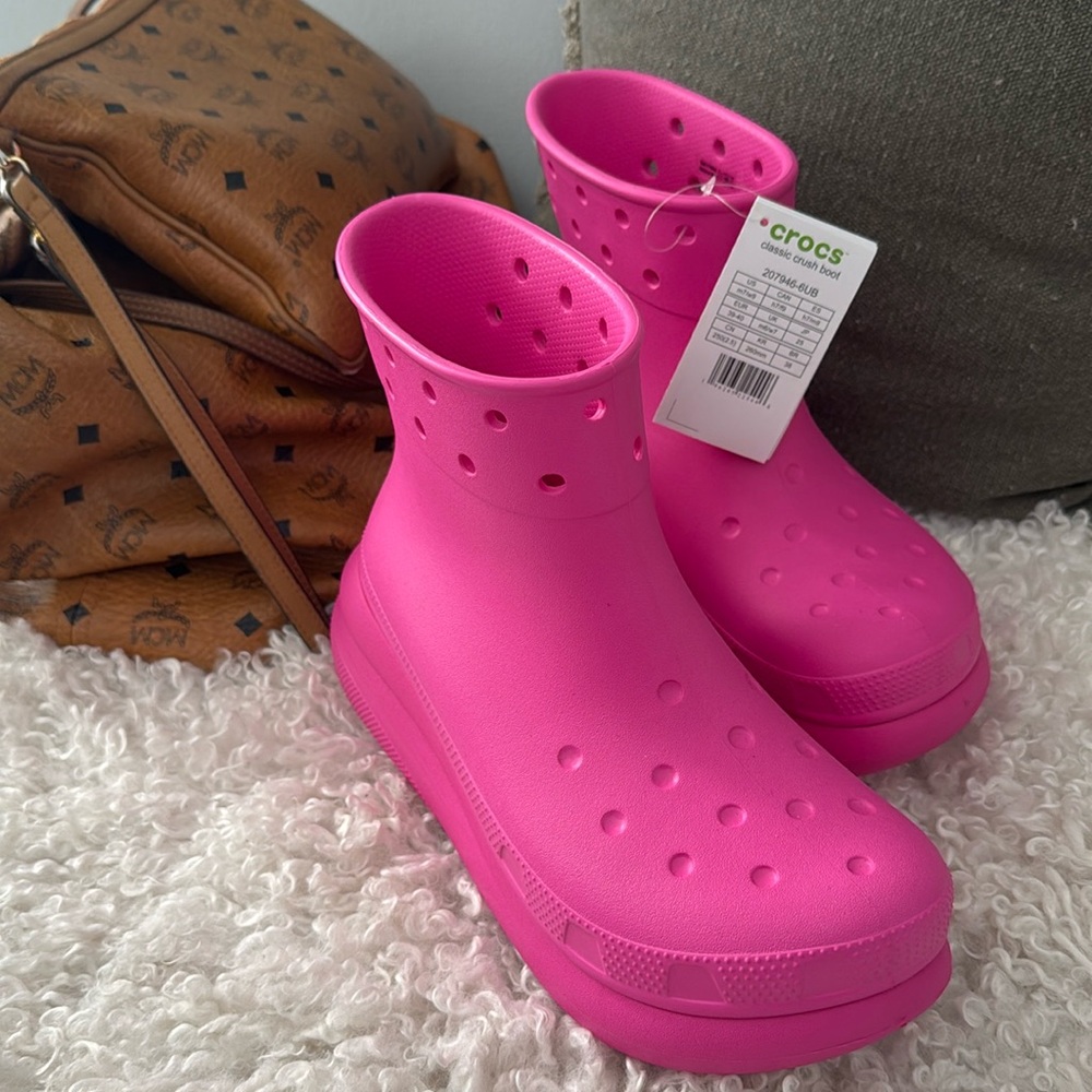 Bright Pink Croc Boots